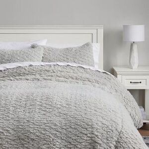 Pottery Barn Teen Gray Cloud Faux Fur Duvet Cover Plush Grey Bedding Twin XL